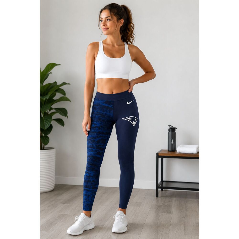 Nike NFL New England Patriots Leggings Women’s M Blue Athletic Activewear #10